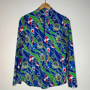 GOTTEX G Lifestyle Nautical UPF 50+ 1/4 Zip Golf Tennis Long Sleeve Top Size M